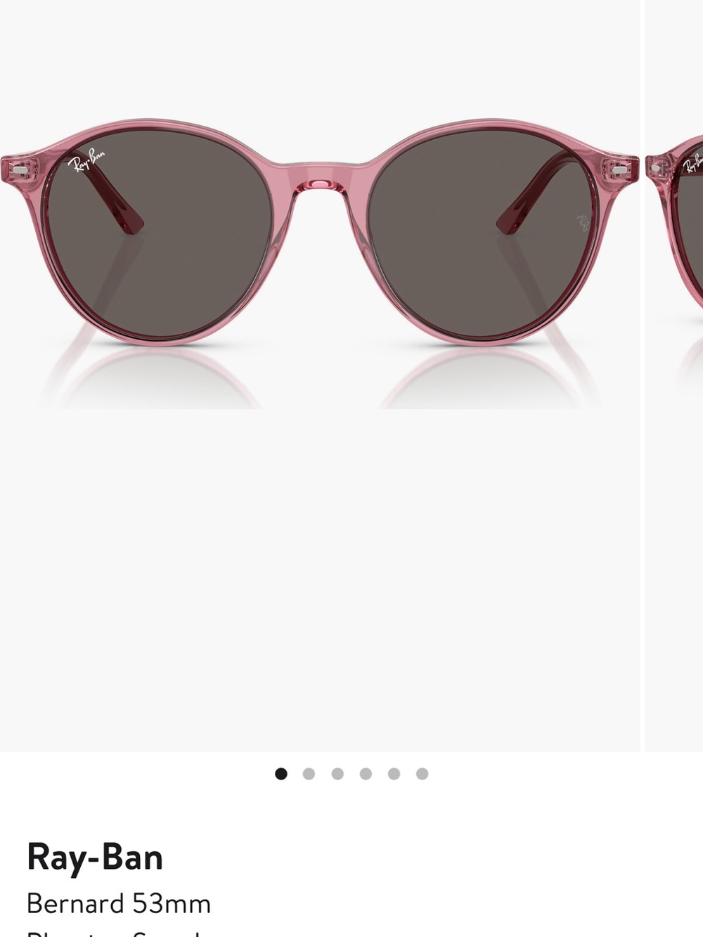 Ray-Ban Bernard Round Sunglasses in Translucent Pink with Dark Lenses